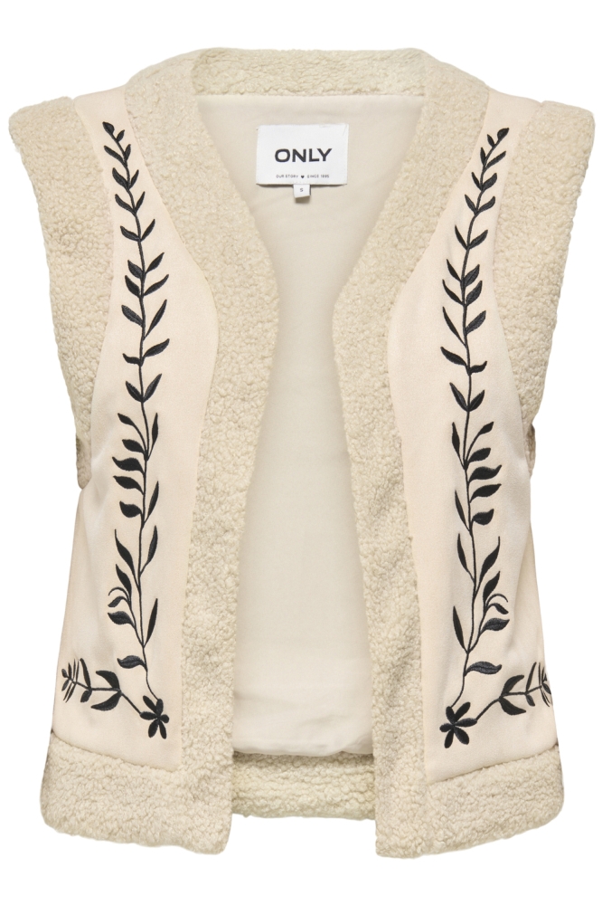 ONLFRIDA FLOWER EMB. WAISTCOAT CS O 15324172 Pumice Stone/BLACK FLOWER
